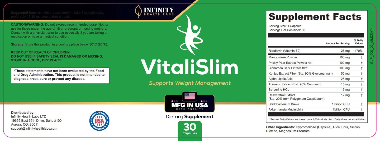 VitaliSlim Weight Management Supplement Bottle